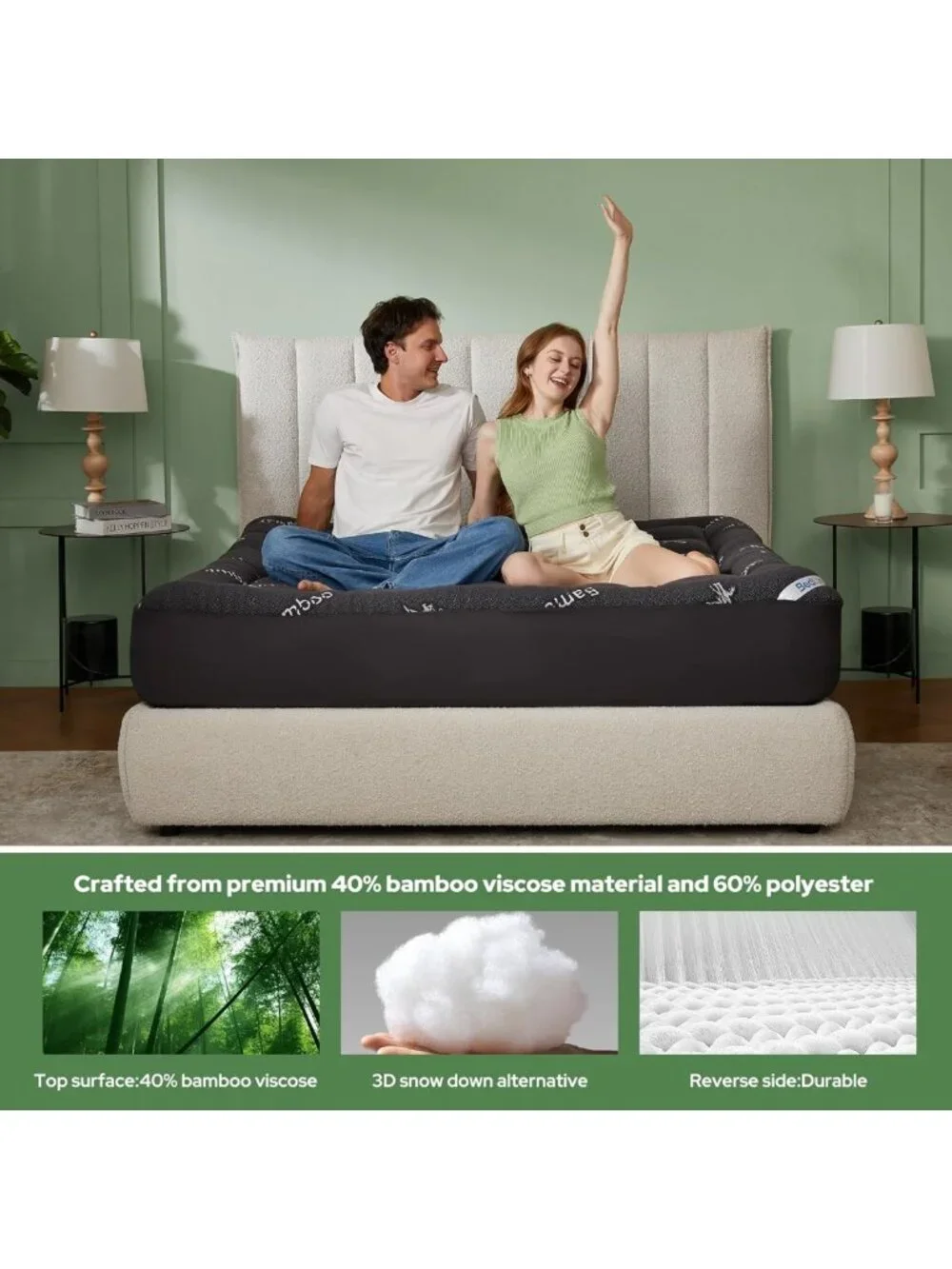 Thick Pillow Top Queen Mattress Topper - Soft, Comfortable, Supportive Pad